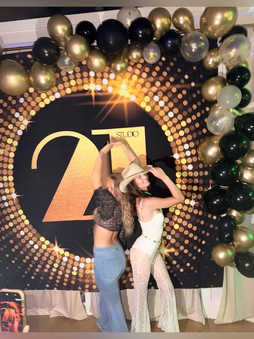 Studio Black and Gold 54 Logo Party Backdrop for 21st Birthday or Anniversary